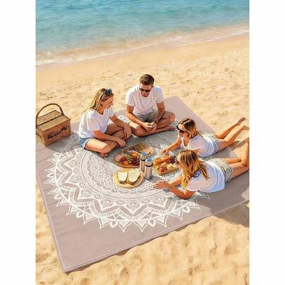 1pc New Outdoor Waterproof Anti-Sand Digital Printed Picnic Mat/Beach Towel, Fashionable And Fresh Pattern, Suitable For Outdoor Camping And Picnics (100g Fabric Weight)