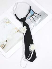 1件装女士时尚花卉仿珍珠链条装饰可爱可调节系带，适合休闲、外出、约会、派对、街拍搭配、节日、旅行等场合。 - 彩色 - 查看 7