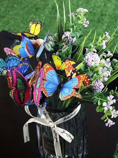 10/20 chiếc cọc hình bướm nhiều màu sắc, thích hợp để trang trí vườn bướm trong sân sau, đồ trang trí bướm chống thấm nước cho vườn trong nhà và ngoài trời.