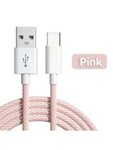 这款 USB-A 转 Type-C 快充线采用尼龙编织设计，提供 3.3 英尺和 6.6 英尺两种长度可选。无论室内、室外、旅行途中还是车内，它都能满足您的各种充电需求。该线缆支持 18W 至 60W 的快充功率，兼容 17/16/15/Pro/Pro Max 以及其他安卓智能手机。 - 粉色 - 查看 1