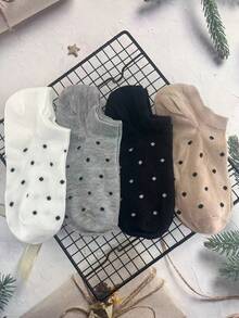 8双装女士日式波点乐福鞋袜，隐形袜，防滑透气夏季袜，浅波点袜，船袜，隐形袜 - 彩色 - 查看 7