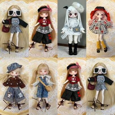 17cm BJD Doll Clothes Set, Exquisite Cute Fashion Beautiful BJD Outfit Set, Changeable Accessories, New Year/Christmas/Birthday Gift (Clothes Only, Doll And Shoes Not Included)