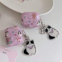 Cartoon Puppy Earphone Case, House Printed Earphone Cover, IMD Purple Bluetooth Earphone Protective Case, Suitable For AirPods 1/2/3/4/Pro - Purple - View 11