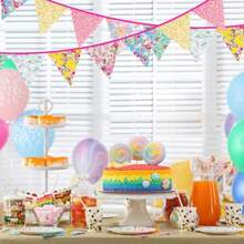 MG2PLUS 39Ft Triangle Bunting Banner Floral Cotton Pennant Banner 42pcs Reusable Vintage Fabric Triangle Flags For Wedding Birthday Tea Party Shabby Chic Garden DecorationsN - 混合色 - 查看 5
