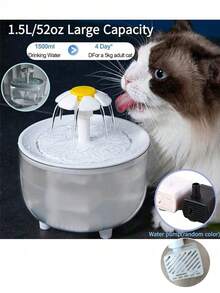 1500ml/50,72oz/0,4Gal Dispensador de agua transparente para mascotas, Fuente de agua con circulación automática para gatos, Bebedero para gatos alimentado por USB para interiores - Multicolor - Ver 13