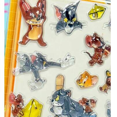 Warner Bros 3D水晶浮雕方形贴纸，儿童奖励贴纸，卡通手工贴纸，手机相册贴纸