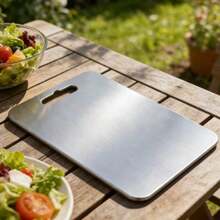 Stainless Steel Cutting Board, Double-Sided Kitchen Chopping Board With Hanging Hole, Easy To Clean, Non-Slip Food Prep Board For Meat, Vegetables, Fruits, Kitchen - Silver - View 9