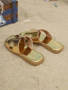 2026新款男女通用休闲拖鞋,简约优雅设计,适合夏季、海滩和旅行 - 金色 - 查看 7