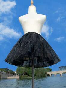 45cm Crystal Organza Tulle Skirt, Adjustable Fluffy Petticoat Underskirt With 2/3/4 Layers, Lolita Style, Suitable For Lolita, Wedding, Party, Cosplay, Dance - Multicolor - View 5