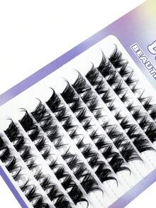 10盒/80片 DIY狐狸款单根假睫毛，C型卷翘，8mm/10mm/12mm/14mm混合长度，DIY睫毛嫁接，自然妆效，自粘式，蓬松纤细，人造貂毛，手工制作，适合日常或派对DIY，可重复使用的睫毛簇，单根假睫毛 - C - 查看 6