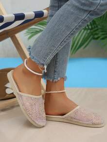 Giày bệt slip-on thoáng khí kiểu dáng mới năm 2026 cho mùa xuân/hè. - màu hồng nhạt - Xem 4