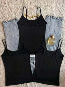 3件套Y2K风格女士复古花卉刺绣亮片吊带无袖上衣，优雅适合外出、派对、夏季度假休闲穿着 - 彩色 - 查看 3