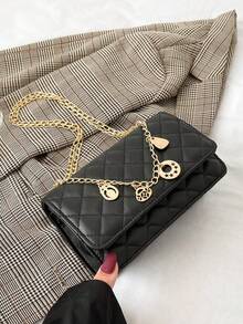 Summer New Versatile Fashion Chain Shoulder Crossbody Square Bag - Black - View 8