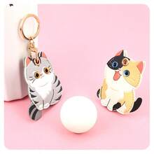 Protective Case Holder For AirTag Tracker With Keychain, Vegan Leather Anti-Lost & Scratch Resistance Key Ring Cover - 彩色 - 查看 2