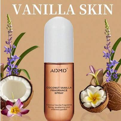 50ml ADMD Coconut Vanilla Fragrance Room Spray, Air Freshener - Releases The Scents Of Coconut, Rose And Vanilla, Providing Long-Lasting Fragrance. Suitable As A Wedding Gift, Christmas Gift Or As A Gift For Friends. Mother's Day Gift