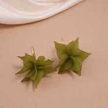 1对复古亚克力花朵耳环 - 綠色 - 查看 3
