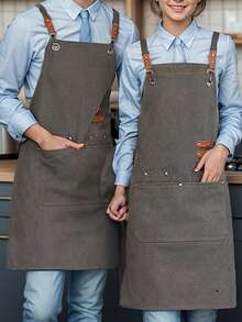 1 chiếc tạp dề đầu bếp bằng polyester có dây đeo chéo điều chỉnh được, mềm mại và thoáng khí, 4 túi, thích hợp cho nhà hàng, nhà bếp, nấu nướng, làm bánh, vẽ tranh, làm vườn và các trường hợp khác, tạp dề đeo eo unisex. - Nhiều màu - Xem 2