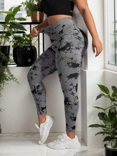 Pantalones Leggings Deportivos para Mujer Talla Extra Grande, Sin Costuras con Tejido Elastano y Estampado Tie-Dye, Levanta Glúteos para Yoga y Casual