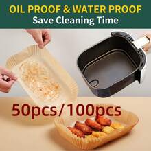 50/100/200pcs Air Fryer Disposable Paper Liners, Rectangular Non-Stick Baking Paper Accessories Suitable For Double-Layer Air Fryers, Air Fryer Accessories, Oil-Proof And Waterproof Air Fryer Paper Liners - Multicolor - View 12
