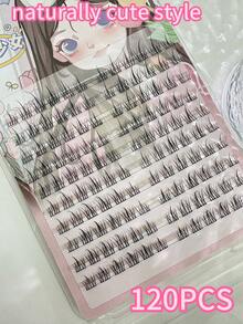 120 Pieces Of Natural-Looking Three-Segment Segmented False Eyelashes, Suitable For Beginners, Beginner-Friendly, Eyelash Clusters, Single-Piece False Eyelashes, False Eyelashes - C - View 2