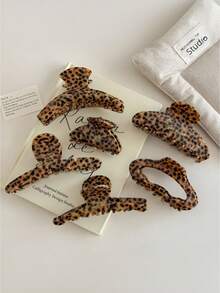 Kẹp tóc càng cua bằng nhựa acetate in họa tiết da báo thanh lịch, cỡ trung bình, phụ kiện tóc thời trang cho kỳ nghỉ hè, đi biển, du lịch. - Nhiều màu - Xem 2