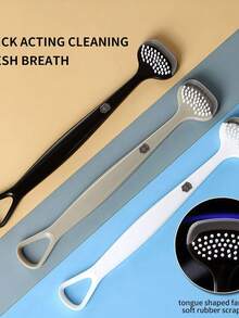 1pc Portable 3-In-1 Tongue Cleaner Brush, With Triple Cleaning Functions, Effectively Removes Bad Breath, Freshens Mouth, Gently Cares For Oral Health, Suitable For Morning Cleaning, After Meals, Business Travel And Trips, Easy To Maintain Oral Hygiene, Non-Slip Handle Design, Comfortable Grip, Applicable For Daily Care, Post-Exercise Cleaning, Office Emergency Use, Keeps Mouth Fresh, A Perfect Gift For Family And Friends - Multicolor - View 3