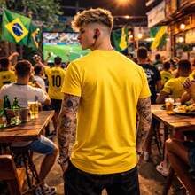 Unisex Printed T-Shirt Brazil World Cup 2026 Here Is Brazil 100% Premium Cotton Streetwear T-Shirt World Cup Oversized Casual Shirt Brazilian Fans Road To The Hexa - 黃色 - 查看 2