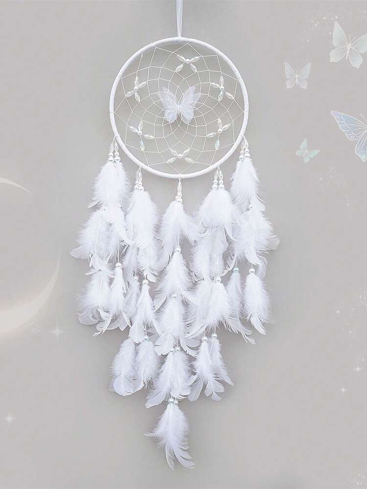 1pc Handmade Crystal Butterfly Dream Catcher Hanging Decor, Elegant Creative Birthday Gift, Living Room/Bedroom Wall Decoration, Holiday Party Favor, Home Decor, Boho Style - Multicolor - View 14