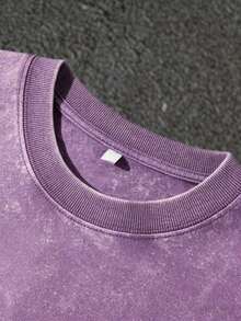 Mens Creative T-Shirt And Shorts Set American Vintage Full Print Street Wear Essential T-Shirt Set Men Graphic T-Shirt And Shorts Set With Dragon And Von Dutchs Logo Print Washed Look For Casual Outfits And Urban Style - 紫色和黑色 - 查看 3