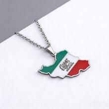 1pc 18K Gold Plated Stainless Steel Map Pendant Necklace, Fashionable & Versatile, Suitable For Women - Multicolor - View 7