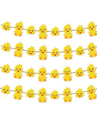 1 Bộ cờ trang trí sinh nhật chủ đề vịt, hai kiểu cờ trang trí hình vịt vàng dễ thương, đồ trang trí treo cho tiệc sinh nhật, tiệc mừng em bé sắp chào đời, tiệc tiết lộ giới tính, dùng để trang trí trần nhà, phông nền, bàn, lò sưởi, trong nhà, ngoài trời, sân vườn.