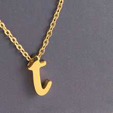 1pc Minimalist Stainless Steel 26 Initial Letter Necklace Pendant, Suitable For Commuting And Daily Wear - Yellow Gold - View 29