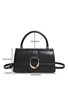 Fashionable Small Square Handbag For Women, New Casual Texture Commuter Bag, Minimalist Shoulder Crossbody Bag - Black - View 5