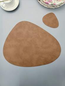 1 pieza/4 piezas Manteles individuales y posavasos de cuero artificial, resistentes al calor, antideslizantes, lavables e aislantes para café, estilo nórdico, manteles para mesa de cocina, decoración de mesa de cocina, decoración de sala de estar, manteles aislantes - Marrón - Ver 4