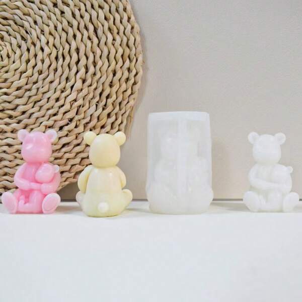 1pc Hugging Bear Silicone Mold, 3D Aromatherapy Candle Mold, Handmade Plaster Decor Figurine Silicone Mold