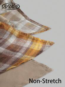 Aflion 女士新款春夏棕黄格纹印花腰部不对称下摆中长裙 - 复古休闲连衣裙，适合约会、派对、日常休闲、学院风、度假、音乐节和周末出游 - 彩色 - 查看 6