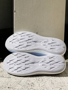 女士透气网面针织夏季运动鞋，轻便软底休闲运动鞋，学生跑步鞋 - 藍色 - 查看 6