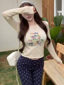 Áo khoác dệt kim ngắn gợi cảm dành cho nữ, thiết kế khoét hình trái tim, tay dài, mỏng nhẹ. - Màu be - Xem 4