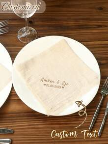 Khăn ăn bằng vải thêu tên và ngày cưới theo yêu cầu cá nhân, có tua rua. Khăn ăn kỷ niệm ngày cưới phong cách Boho thêu theo yêu cầu. Khăn ăn vuông mềm mại, đa năng, thích hợp làm quà tặng cho tiệc cưới, tiệc sinh nhật. - Nhiều màu - Xem 7