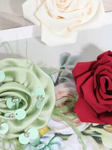 1pc Men's Fashion Solid Mint Green Rose Boutonniere, Suitable For Wedding, Banquet, Party - Multicolor - View 11
