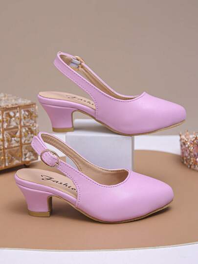 Giày sandal cao gót đế thô mới cho bé gái, quai điều chỉnh được, gót nhọn nhỏ, giày công chúa dự tiệc, thoải mái hàng ngày, giày dự tiệc khiêu vũ cho học sinh, đa năng cho mọi mùa.