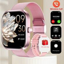 Nuevo reloj inteligente de silicona con pantalla táctil Full Touch de 2.01 pulgadas, rastreador de fitness deportivo unisex con talla grande de 100 modos de entrenamiento, llamadas inalámbricas, cámara remota, control de música, reloj y clima - excelente regalo para hombres, mujeres, amigos, parejas y familia - Negro - Ver 2