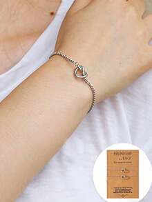 Bộ 1/2/3/4 vòng tay tình bạn bằng thép không gỉ, hình trái tim, thích hợp làm quà tặng cho bạn gái ở xa, chị em gái, các cặp đôi, quà sinh nhật, quà Giáng sinh, quà ý nghĩa. - Bạc - Xem 7
