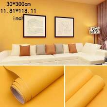 Self-Adhesive Solid Color Wallpaper Roll - Waterproof, Rainbow Colors, Fabric Texture Suitable For Kitchen, Bedroom, Living Room Furniture And Home Decor - Available In Coffee, Gray, White, Cream, Green, Blue, Yellow - 1 Volume - View 17