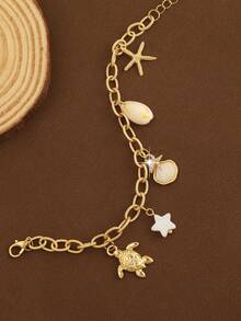 1件装度假风海星海洋系列手链，小众优雅高端百搭日常佩戴 - 彩色 - 查看 4