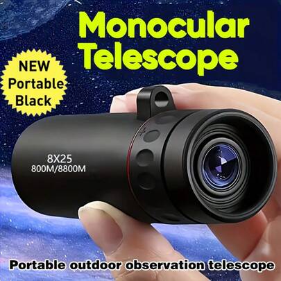 1 Ống nhòm đơn 8x25 nhỏ gọn và mạnh mẽ, lấy nét thủ công - Ống nhòm đơn tầm xa độ nét cao, di động, thấu kính chất lượng cao, lăng kính BAK-4 bền bỉ với lớp phủ FMC, thích hợp cho du lịch ngoài trời, leo núi, cắm trại, săn bắn, phiêu lưu ngoài trời, dụng cụ leo núi, món quà tuyệt vời cho khám phá ngoài trời, cắm trại, đi bộ đường dài, xem thể thao.