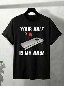Maglietta nera con grafica divertente Cornhole, cotone di prima qualità, vestibilità comoda, casual, stampa artistica - nero - Visualizzare 2