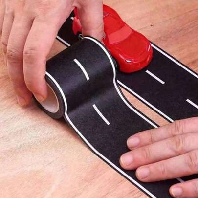 3 miếng dán đường đua hoạt hình có thể tái sử dụng, băng dính đường bằng polyurethane màu đen, thích hợp để trang trí tiệc đua xe, có lớp keo phủ sẵn, bề mặt phản quang, trang trí chủ đề xe hơi, thích hợp cho các bề mặt nhựa.