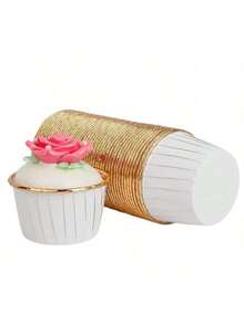 50pcs Gold Cupcake Cups Liners, Disposable Muffin Cake Cups,Grease-Proof & Heat Resistant Cupcake - Multicolor - View 13