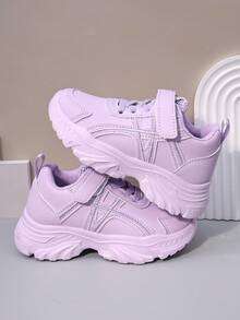 2026春夏新款儿童真皮运动鞋，软底防滑运动鞋，适合幼儿/大童男孩/女孩，魔术贴搭扣，休闲学生鞋 - 紫色 - 查看 7